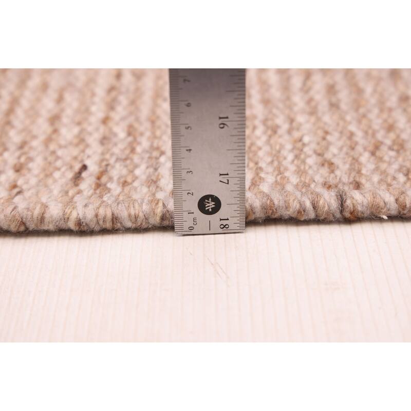 ECARPETGALLERY Flat-Weave Nevada Brown Wool Kilim - 5'3 x 7'9