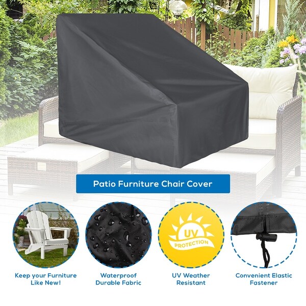 Heavy Duty Waterproof Dining Patio Chair Cover Medium Patio Covers with Click-Close Straps Beige High Back Chair Patio Cover Heavy Duty Waterproof Dining Patio Chair Cover Medium Patio Covers with Click-Close Straps Beige High Back Chair Patio Cover