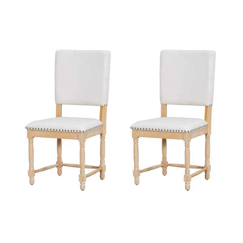 Vintage Traditional 2-Piece Upholstered Dining Chairs - Cream