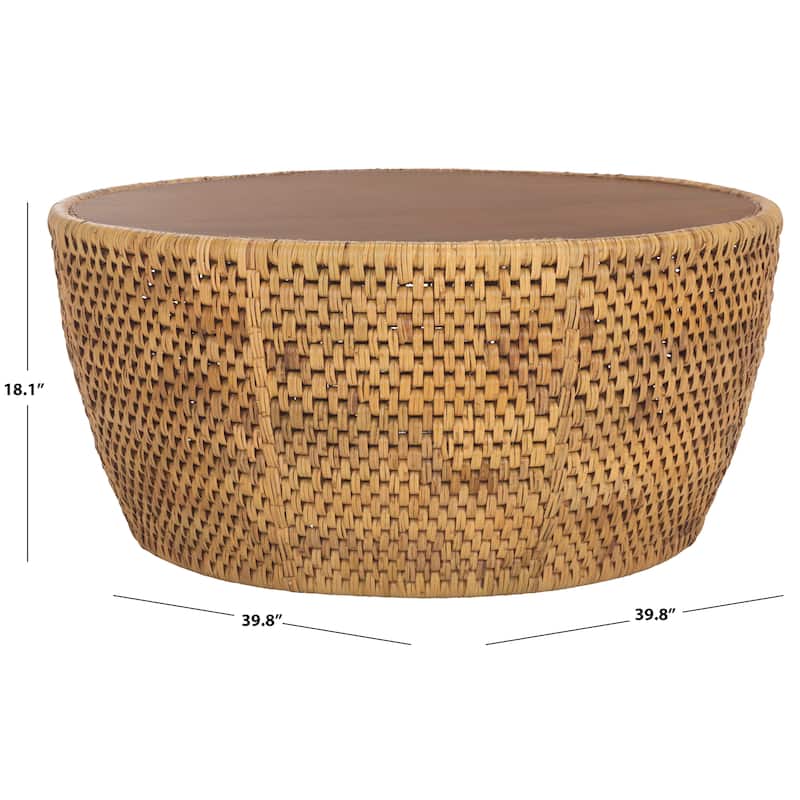 SAFAVIEH Couture Braylen Rattan Round Coffee Table - 40"W x 40"D x 18"H