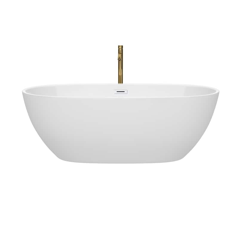 Wyndham Collection Juno 67-inch White Freestanding Soaking Bathtub
