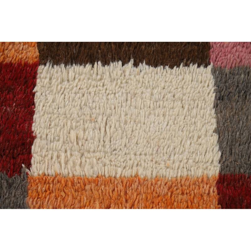 Hand Knotted Oriental 100% Wool Carpet Modern All-Over Multi-Colored Moroccan Area Rug - 9' 4'' X 5' 8''