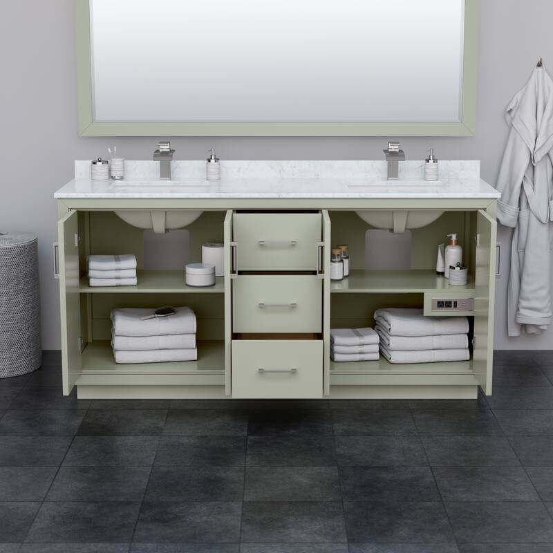 Icon Double Vanity Set, Cultured Marble Top, No Mirror