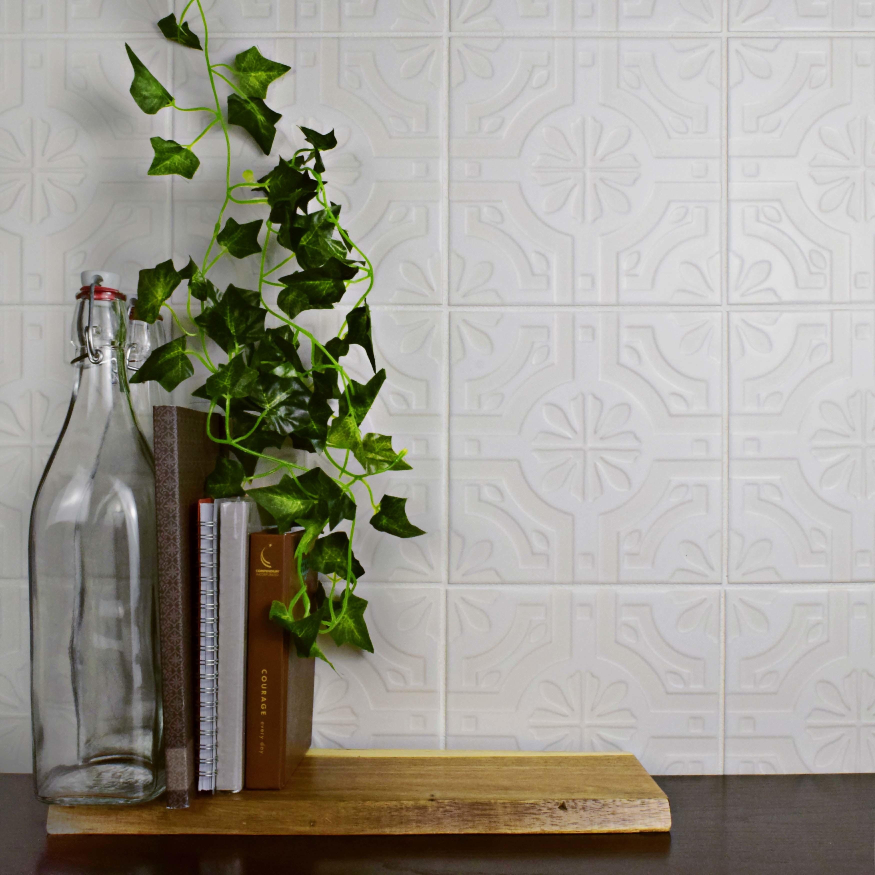 Merola Tile 7.75x7.75-inch Triple Real White Ceramic Wall Tile