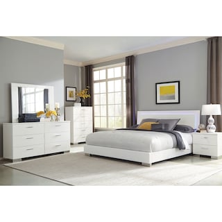 Felicity Glossy White Bedroom Set with LED Lighting