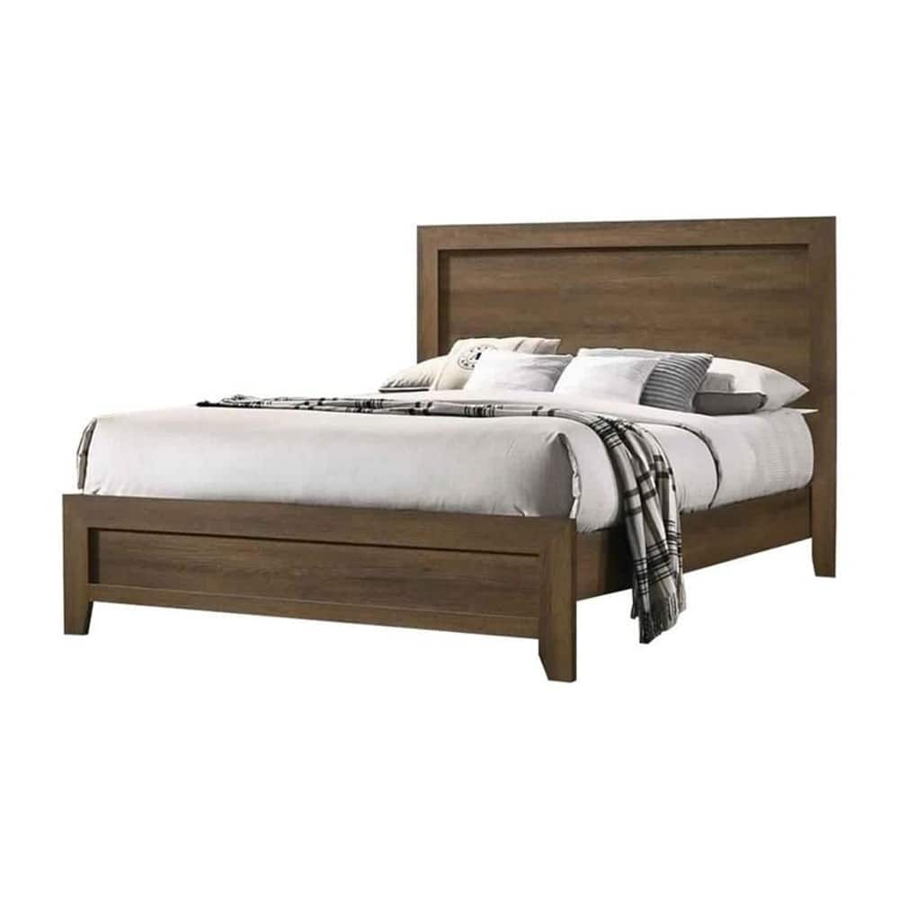 Wooden Panel Bed in Oak Finish