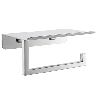 Bath Wall-Mount Single Post Toilet Paper Holder with Shelf