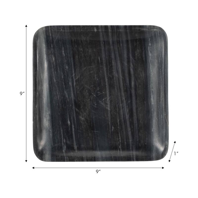 Sagebrook Home 9" Zarra Grey Marble Trinket Tray, , 1"H - 9" x 9" x 1"