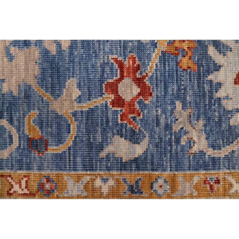 ECARPETGALLERY Hand-knotted Modern Oushak Dark Blue Wool Rug - 8'11 x 12'3