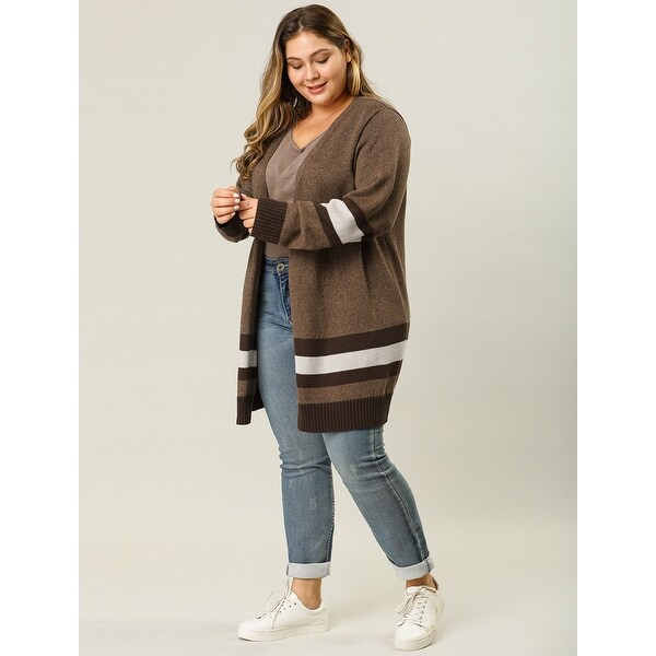striped open front cardigan