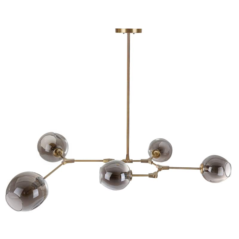 SAFAVIEH Lighting Corbett 5-light Edison Bulb Greige Pendant - 53.5"x32"x45"