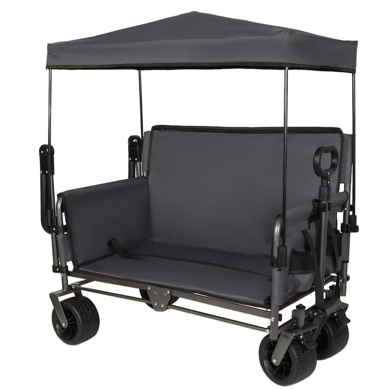 Folding Wagon with Bench Seat & Canopy
