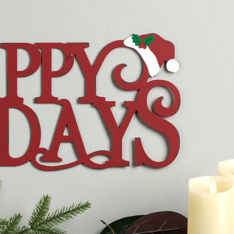 Glitzhome 24"L Metal MERRY CHRISTMAS or HAPPY HOLIDAYS Wall Decor Art