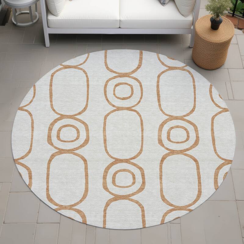 Machine Washable Indoor/ Outdoor Modern Vibe Chantille Rug - Copper - 8' x 8'