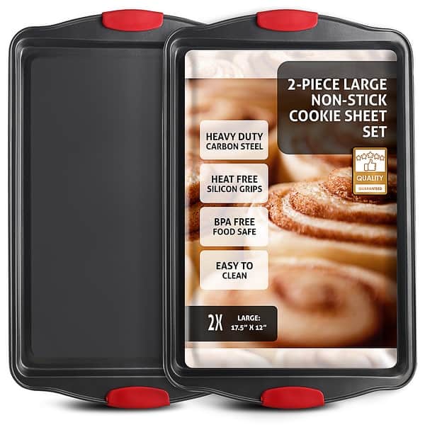 2-Piece Steel Large and Medium Nonstick Oven Baking Sheet Set 2-Piece Steel Large and Medium Nonstick Oven Baking Sheet Set