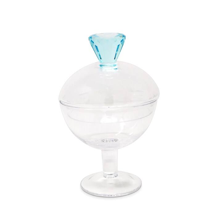 Glass Jar with Colored Diamond Handle - Large - Blue