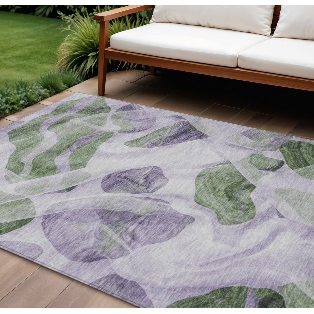 HomeRoots Abstract Transitional Rectangle Outdoor Rug