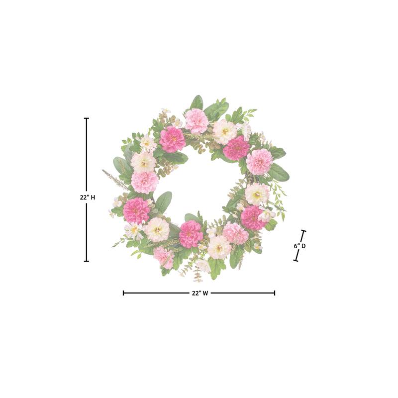 22" Pretty Pink Peony Wreath