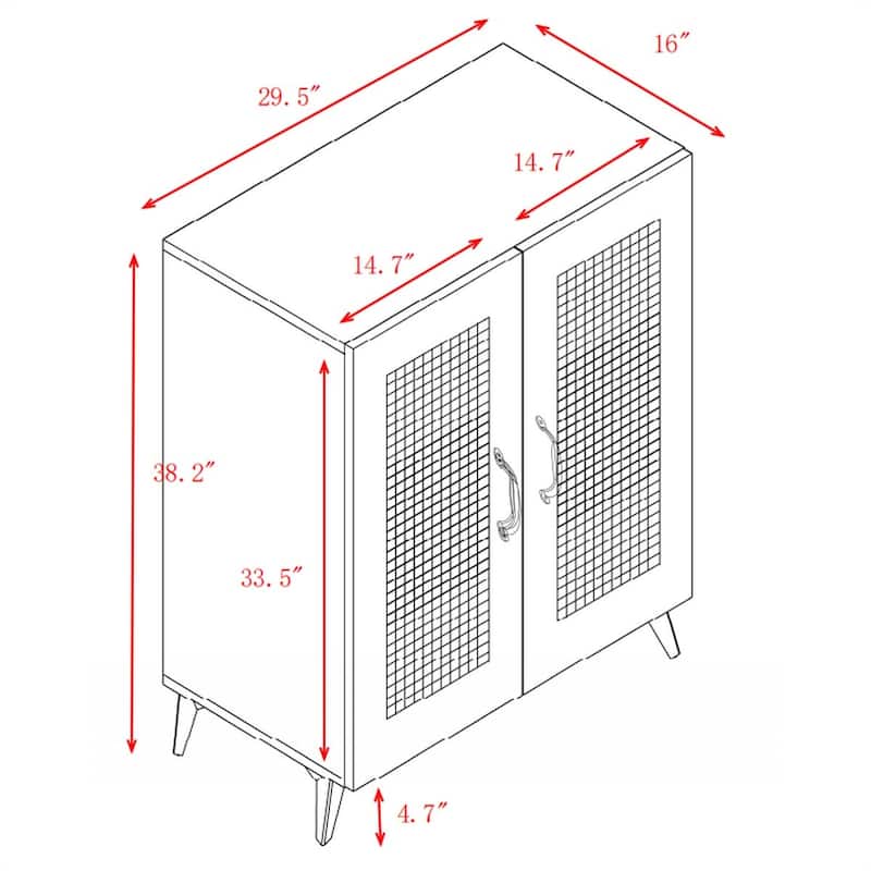 Natural Rattan Storage Cabinet Double-door