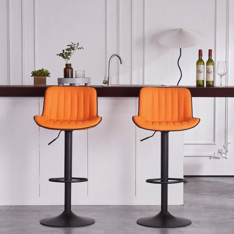 Bar Stools Set of 2, Counter Height Barstools with Back, Leather Bar Chair for Kitchen island