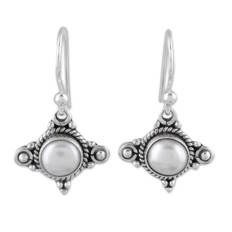 Handmade Sterling Silver 'Incandescence' Cultured Pearl Earrings - White - 0.2