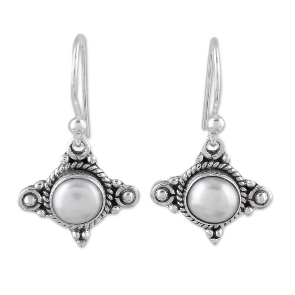 Handmade Sterling Silver 'Incandescence' Cultured Pearl Earrings - White - 0.2