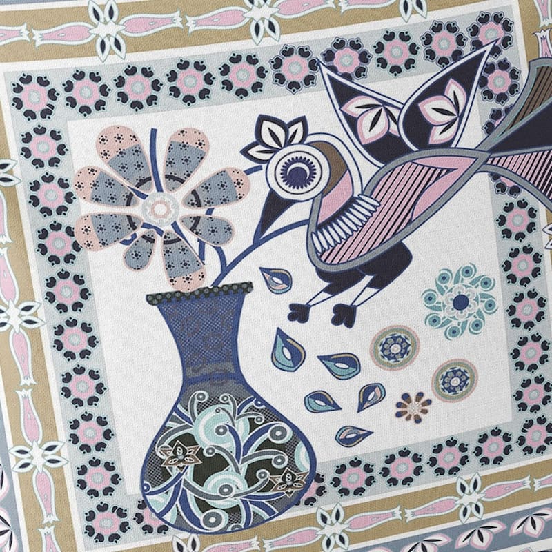 HomeRoots Set of Two 16" X 16" Beige and White Peacock Blown Seam Floral Indoor Outdoor Throw Pillow - 16.00' X '16.00' X '5.00