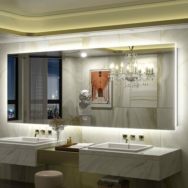 Frameless lighted mirror discount