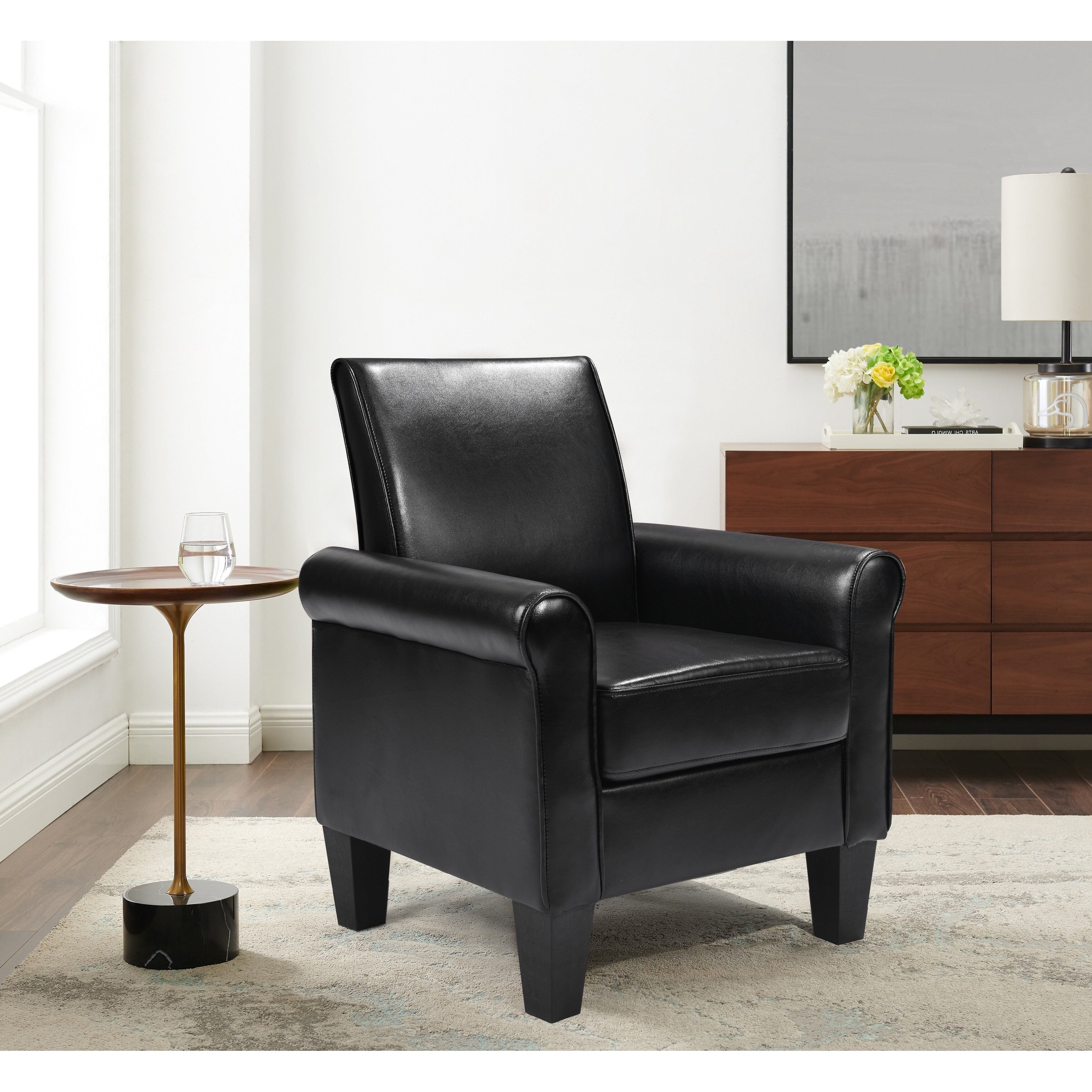 PU Leather Accent Chairs Flared Armchair for Livingroom, Sleek - Main Image