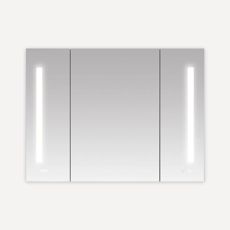 AQUADOM Signature Royale 40W LED Medicine Cabinet Defogger, 3X LED Vertically Adjustable Magnifying Mirror, Electrical Outlets - Grey - 40"x30"x5" - Brushed