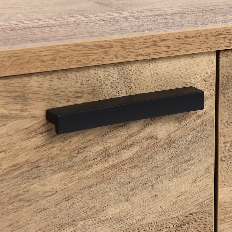 Natural Oak Manufactured Wood 4-Door Sideboard Cabinet - 71" Wide