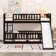 preview thumbnail 4 of 40, Twin Over Twin Low Bunk Bed with Slide, with Fence and Ladder for Toddler Kids Teens
