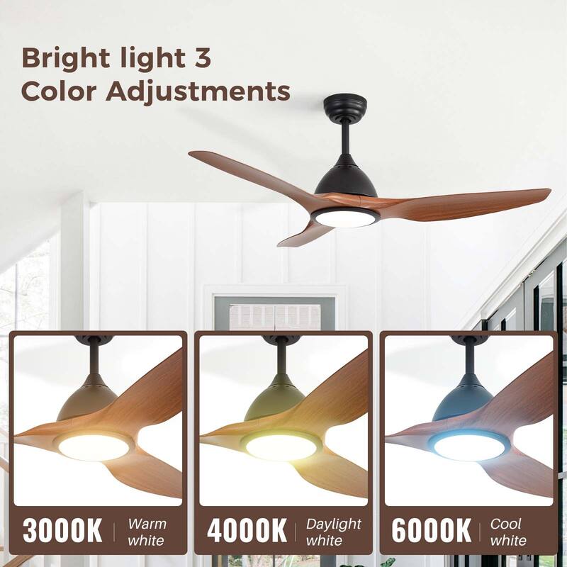52 Inch Smart Ceiling Fan with Light Dimmable LED Ultra Quiet DC Motor for Large Rooms