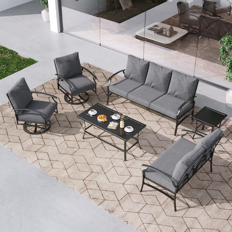 DREAMSIDEA Outdoor Metal Swivel Furniture Patio Conversation Set