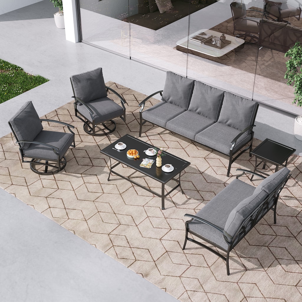 DREAMSIDEA Outdoor Metal Swivel Furniture Patio Conversation Set