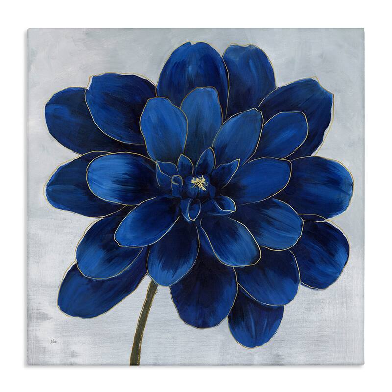 Stupell Modern Deep Blue Floral Carnation Flower Petal Outline Canvas Wall Art - 17 x 17