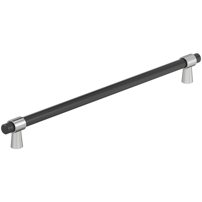 Amerock BP36984 Mergence 18" Center to Center Bar Cabinet Pull - Matte Black / Polished Chrome