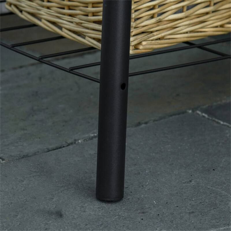 Black Portable Charcoal BBQ Grill with Elevated Warming Rack and Ash Pan Front Storage Shelf - 30.75" L x 29" W x 40.75" H