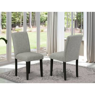 East West Furniture Abbott Parson Dining Room Chairs - Shitake Linen Fabric Upholstered Chairs, Set of 2, Black - ABP1T06