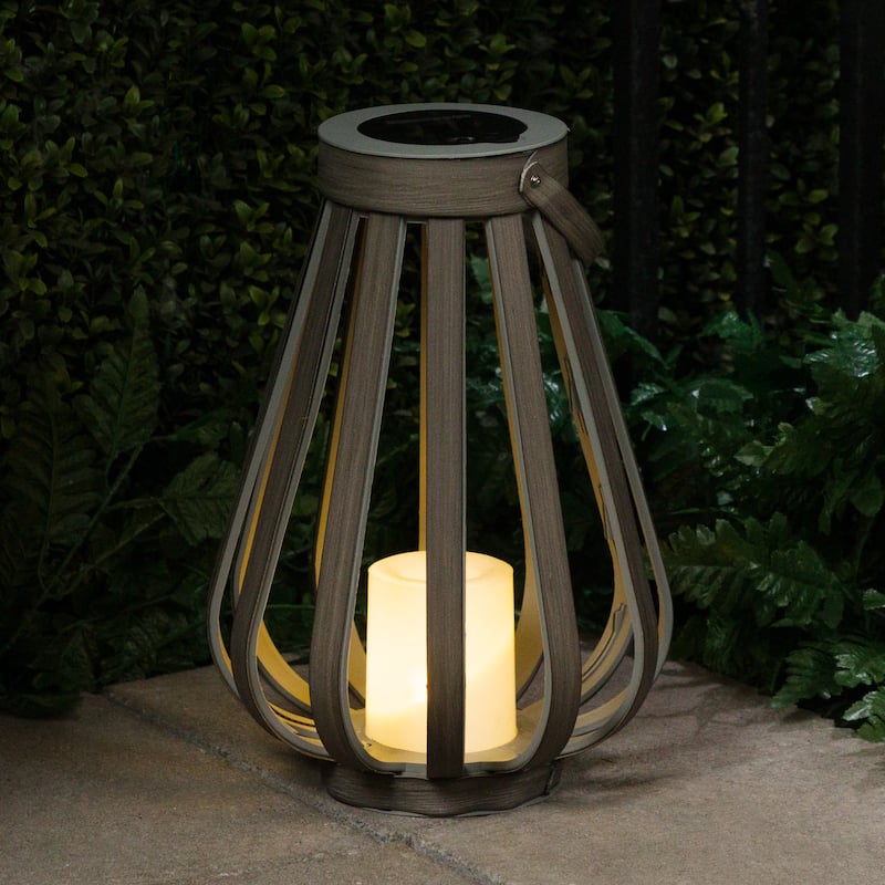 Solar Grey Decorative Plastic Lantern with Warm White LED