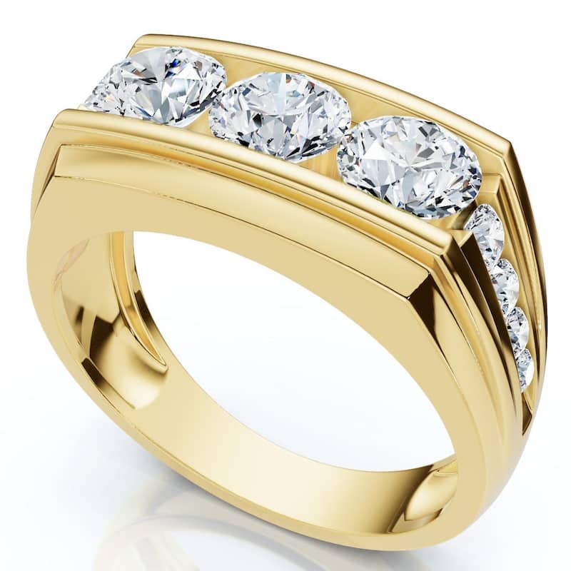Bliss Diamond Men's 2Ct Diamond Accented Wedding Anniversary Ring Gold Lab Grown FG/VS - 11 - Yellow