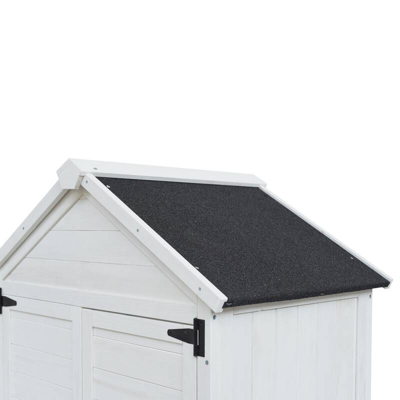 67" White Fir Wood Storage Shed with Double Doors