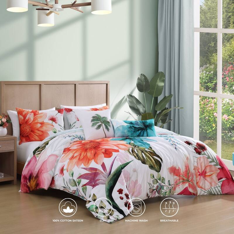 Bebejan Eden's Embrace 100% Cotton Sateen 5 Piece Reversible Comforter Set