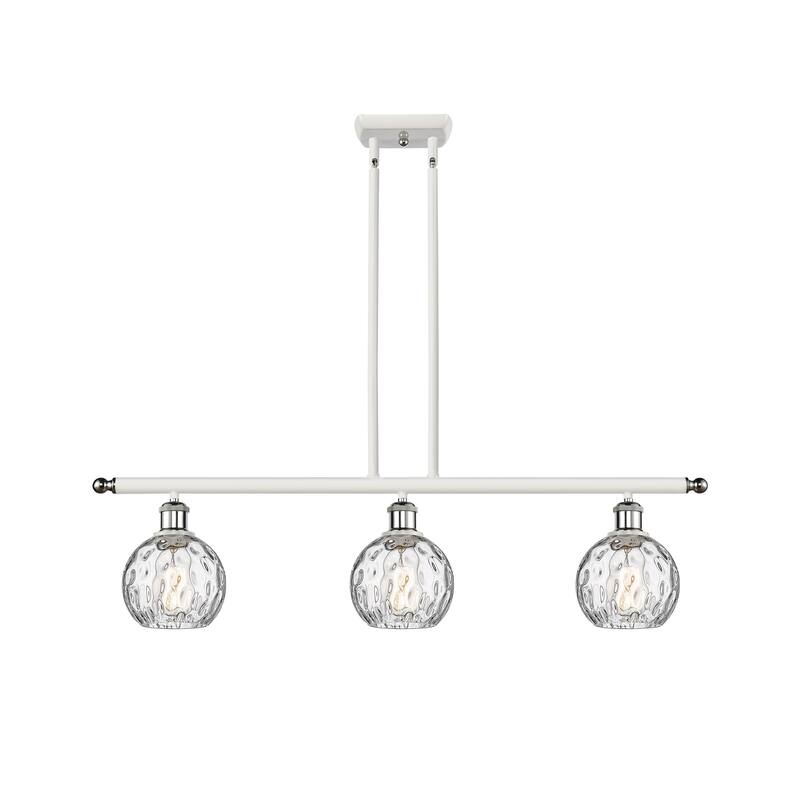 Innovations Lighting Athens Water Glass 3 Light 36" Island Light - 6" Shade - White and Polished Chrome