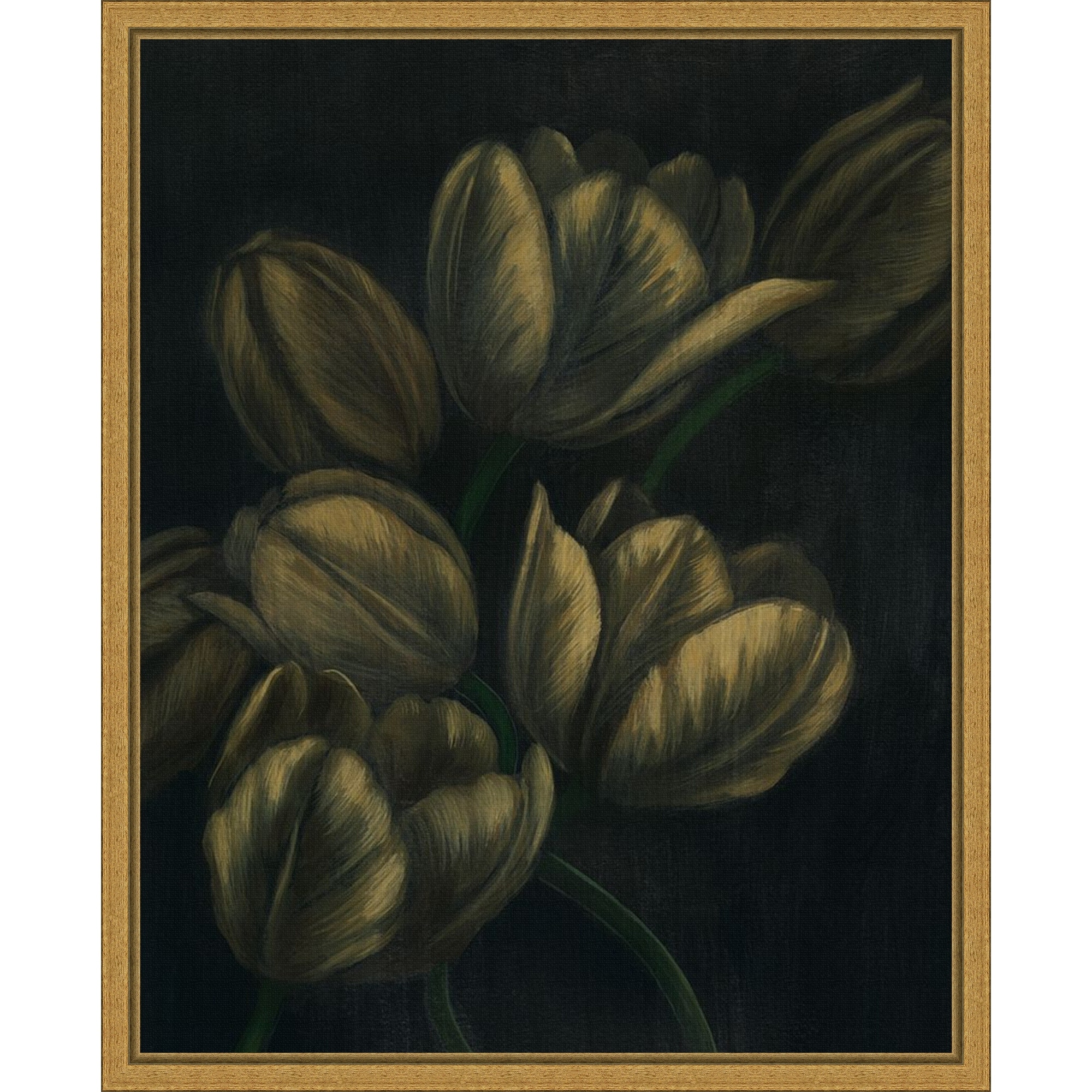 Amanti Art Gilded Tulips I by Grace Popp Framed Canvas Wall Art Print - Sylvie Gold