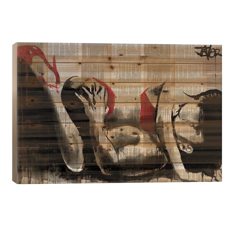 Lust In Red Print On Wood by Loui Jover - Multi-Color - 26x40x1.5