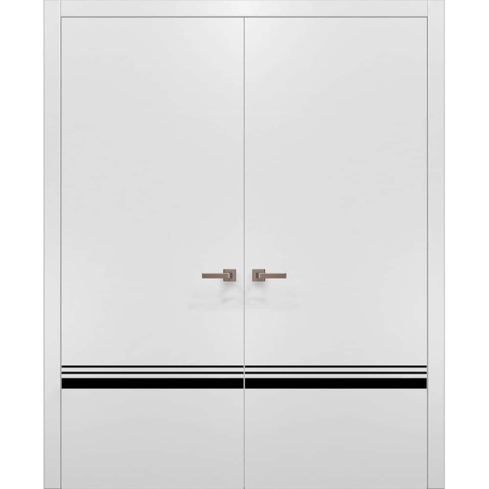 Solid French Double Doors 36 x 80 Planum 0012 White Silk with