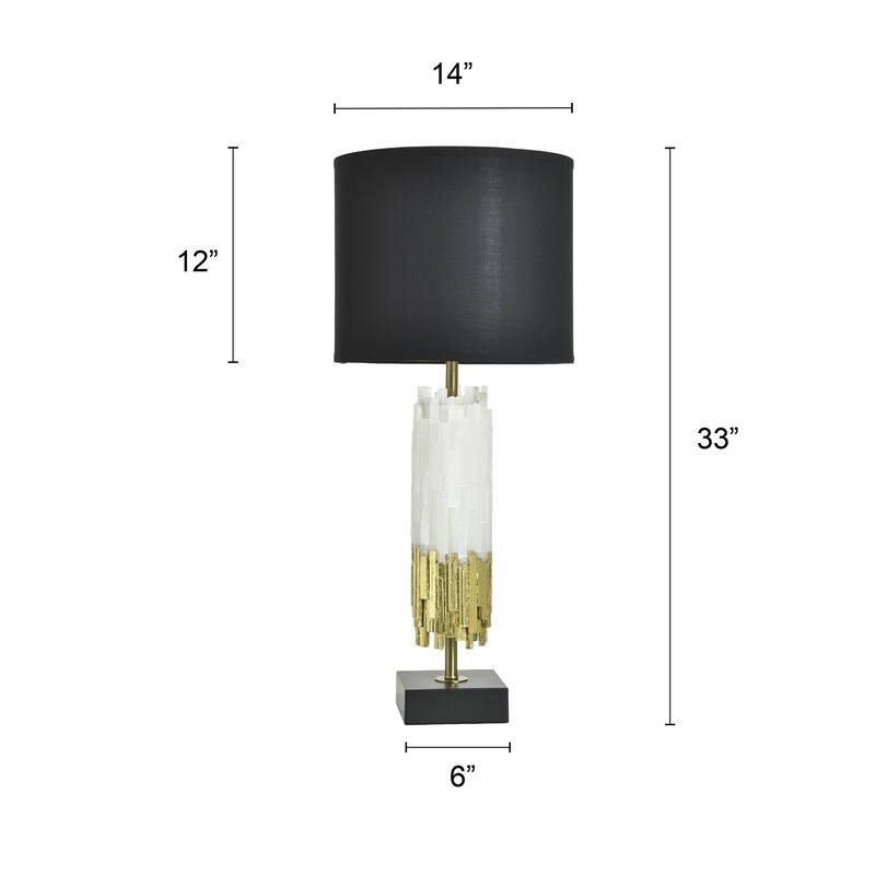Tamara Day for Stylecraft Jasper Table Lamp - Black, White & Gold Leaf - Black Shade