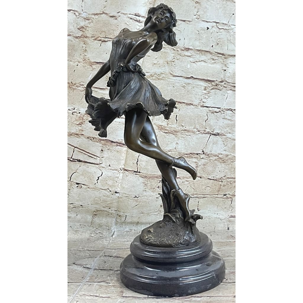 Fantasy Floating Dancer Ballerina Signed Bronze Sculpture Figure 14 Inches X 6 Inches