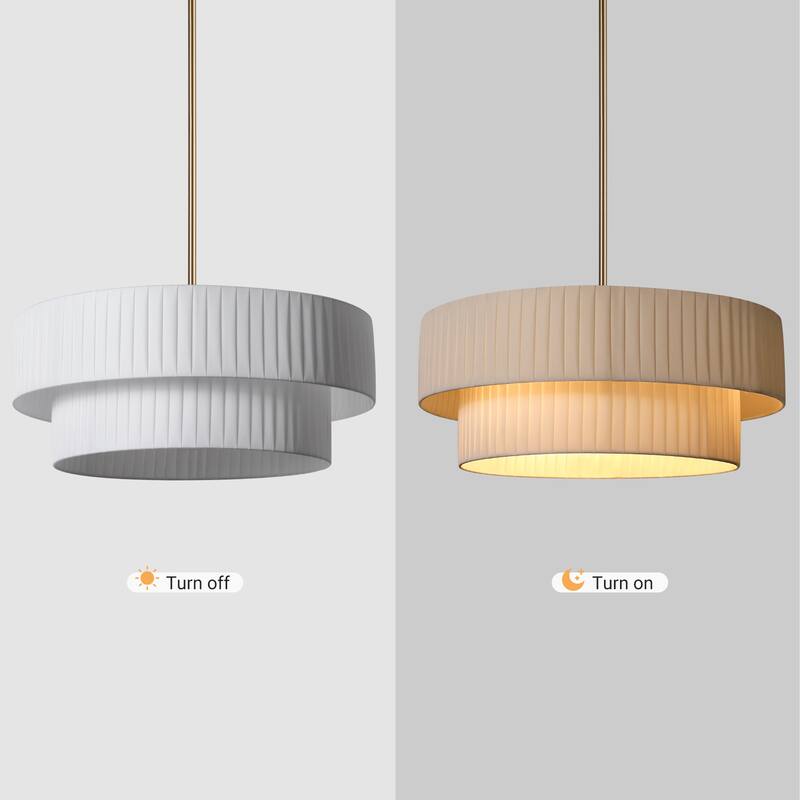 Modern 3-Light Drum Chandelier Fabric Shade Ceiling Hanging Pendant